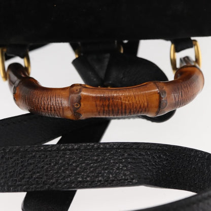 Gucci Vintage Bamboo Backpack Suede, BLACK, SUEDE, Backpack