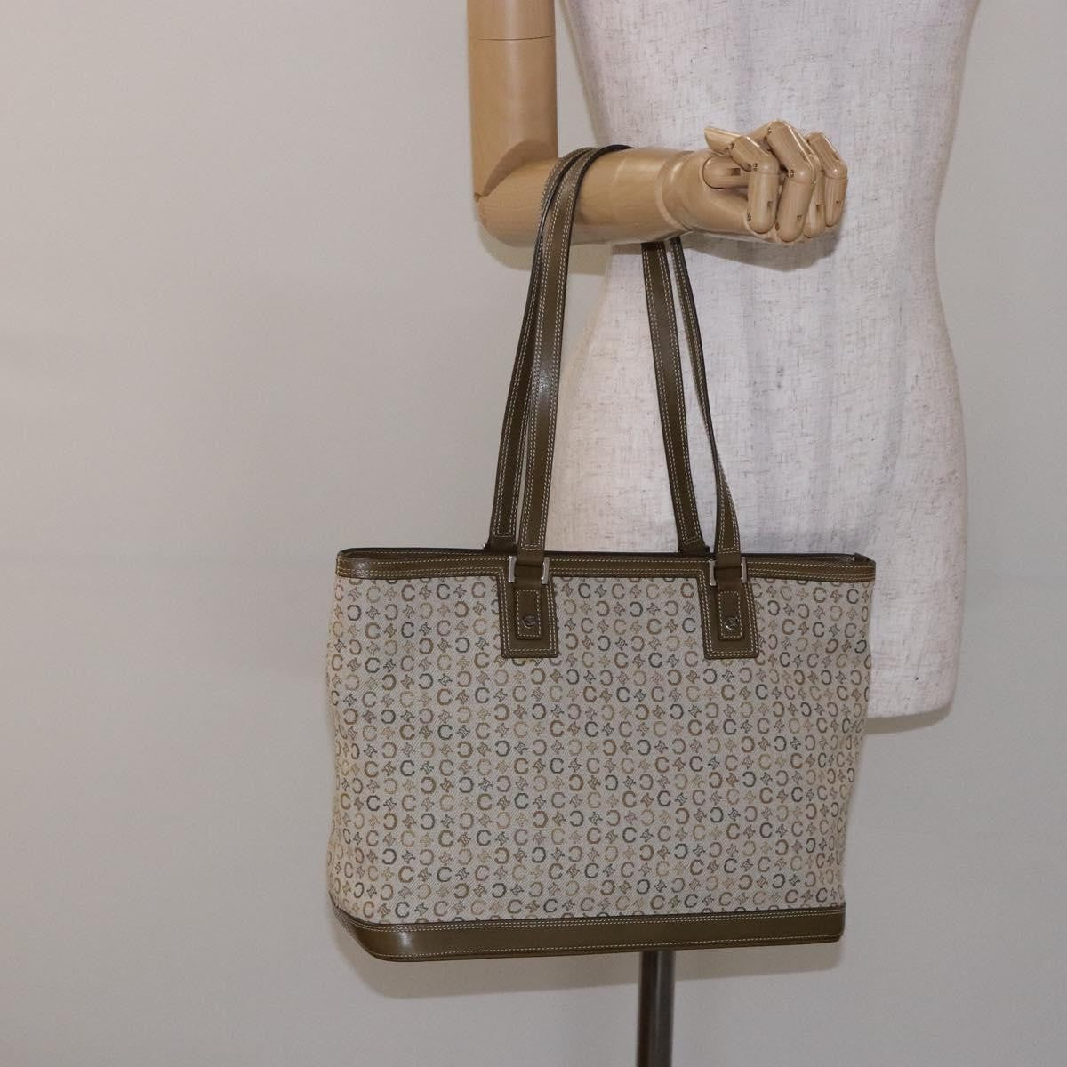 Celine Vintage Macadam Shoulder Bag Canvas, KHAKI, CANVAS, Shoulder bag