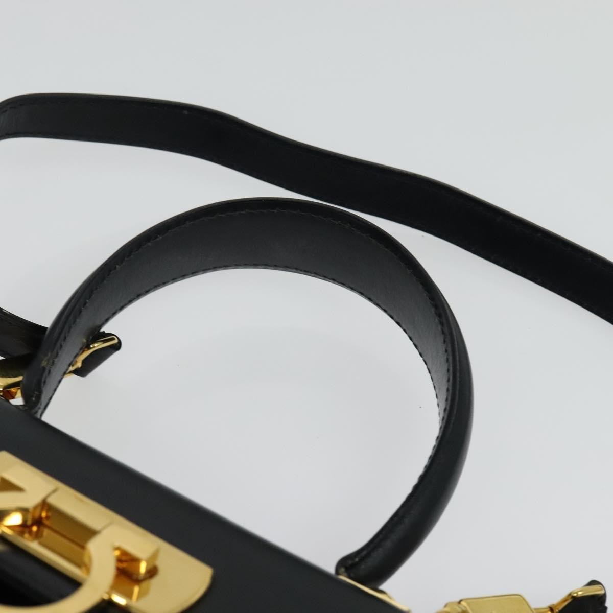 Salvatore Ferragamo Gancini Convertible Top Handle Bag Leather, BLACK, LEATHER, Handbag