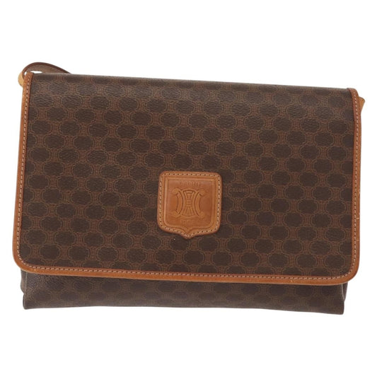 Celine Vintage Macadam Shoulder Bag Canvas, BROWN, CANVAS, Shoulder bag
