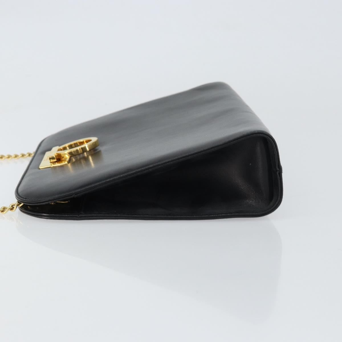 Salvatore Ferragamo Vintage Gancini Chain Shoulder Bag Leather, BLACK, LEATHER, Shoulder bag