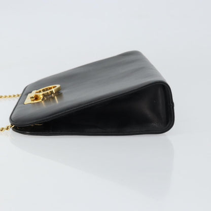 Salvatore Ferragamo Vintage Gancini Chain Shoulder Bag Leather, BLACK, LEATHER, Shoulder bag