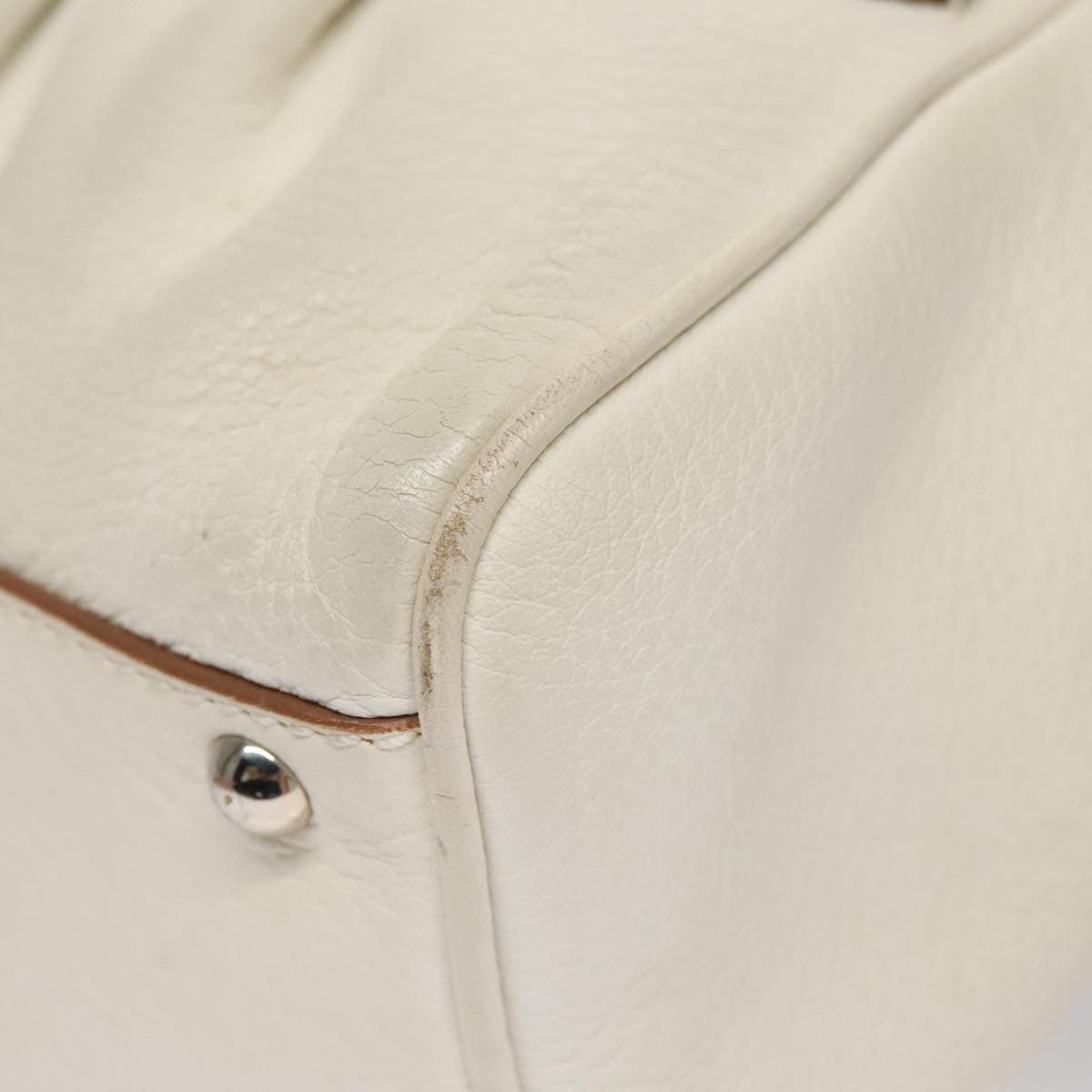 Salvatore Ferragamo Gancini Buckle Shoulder Bag Leather, WHITE, LEATHER, Handbag