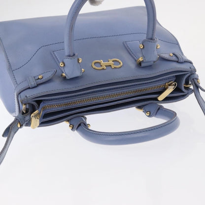 Salvatore Ferragamo Gancini Tote Leather, BLUE, LEATHER, Tote bag