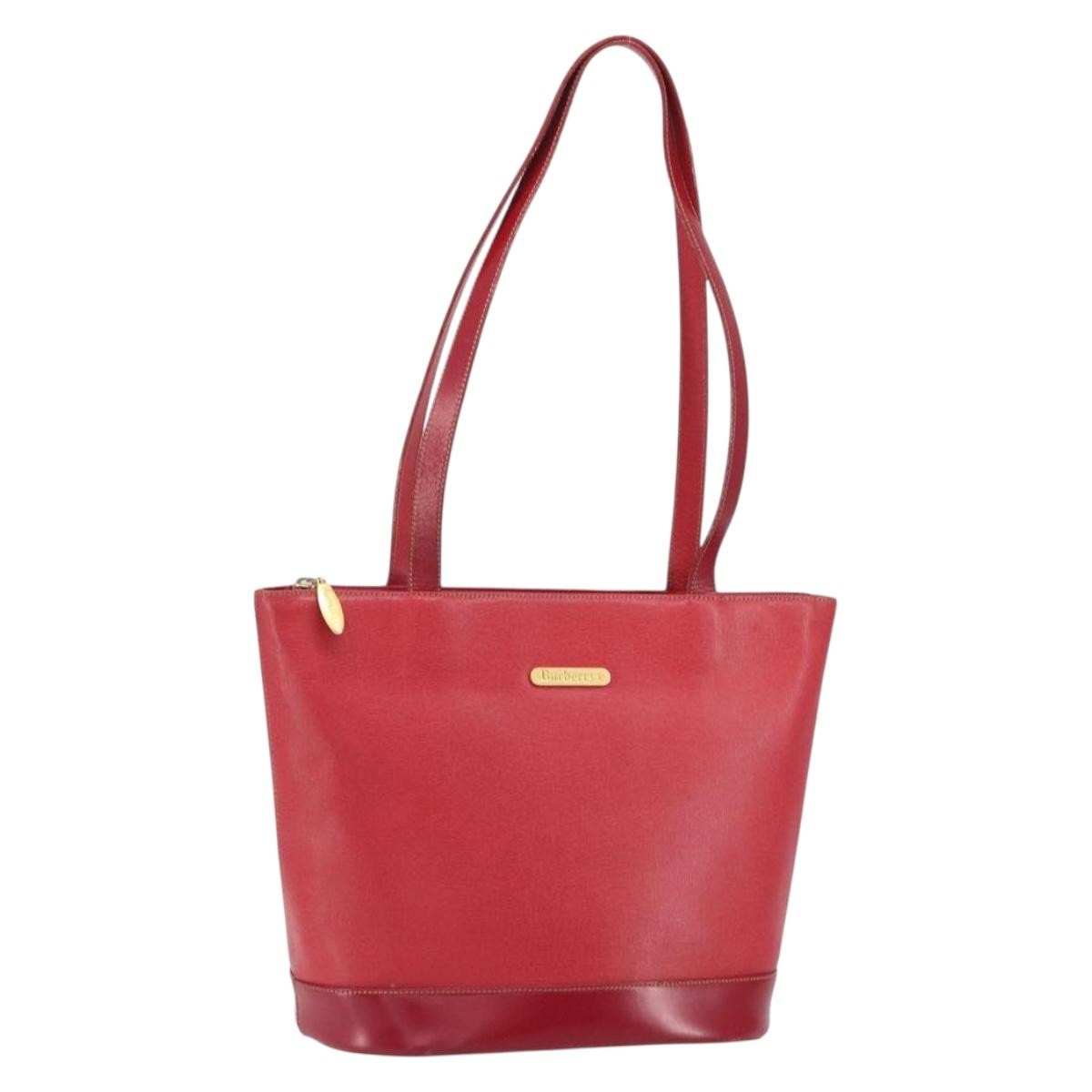 Burberry Vintage tote bag Leather, RED, LEATHER, Tote bag