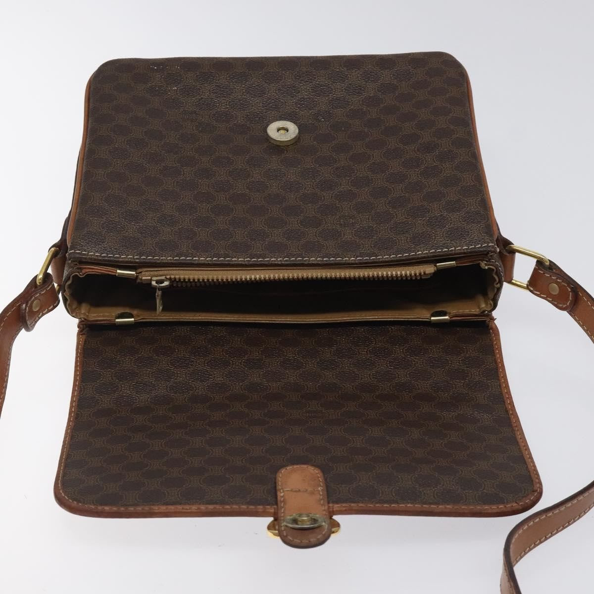 Celine Macadam Shoulder Bag Canvas, BROWN, CANVAS, Shoulder bag