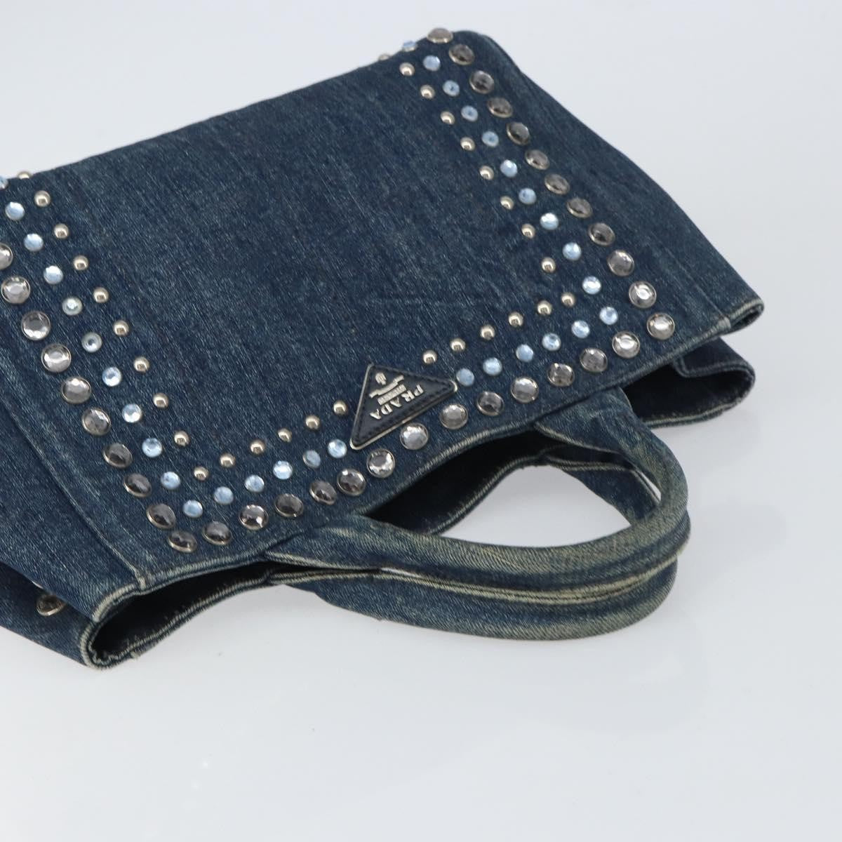 Prada Canapa Open Tote Denim, BLUE, CANVAS, Handbag