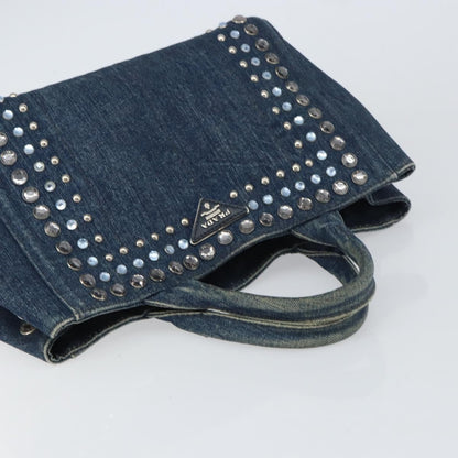 Prada Canapa Open Tote Denim, BLUE, CANVAS, Handbag