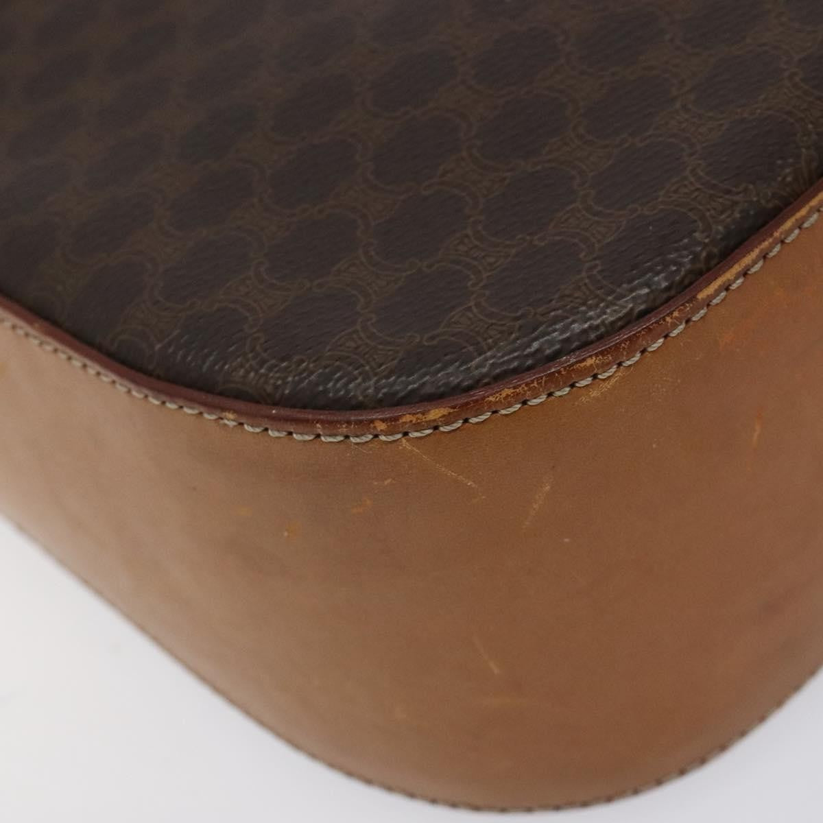 Celine Vintage Convertible Macadam Turnlock Shoulder Bag Canvas and Leather, BROWN, CANVAS, Shoulder bag