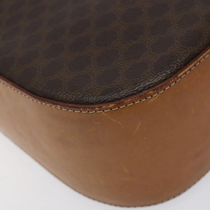 Celine Vintage Convertible Macadam Turnlock Shoulder Bag Canvas and Leather, BROWN, CANVAS, Shoulder bag