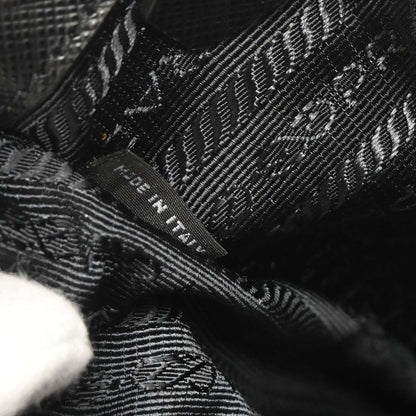 Prada Grommet Galleria Double Zip Tote City Calfskin, BLACK, LEATHER, Shoulder bag