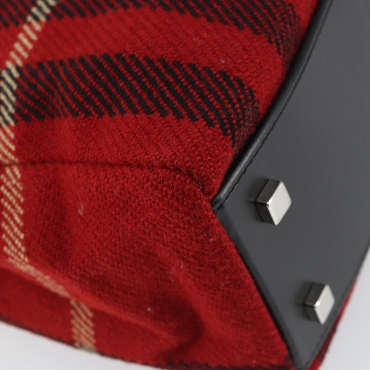 Burberry Nova Check Handbag Wool, RED, WOOL, Handbag