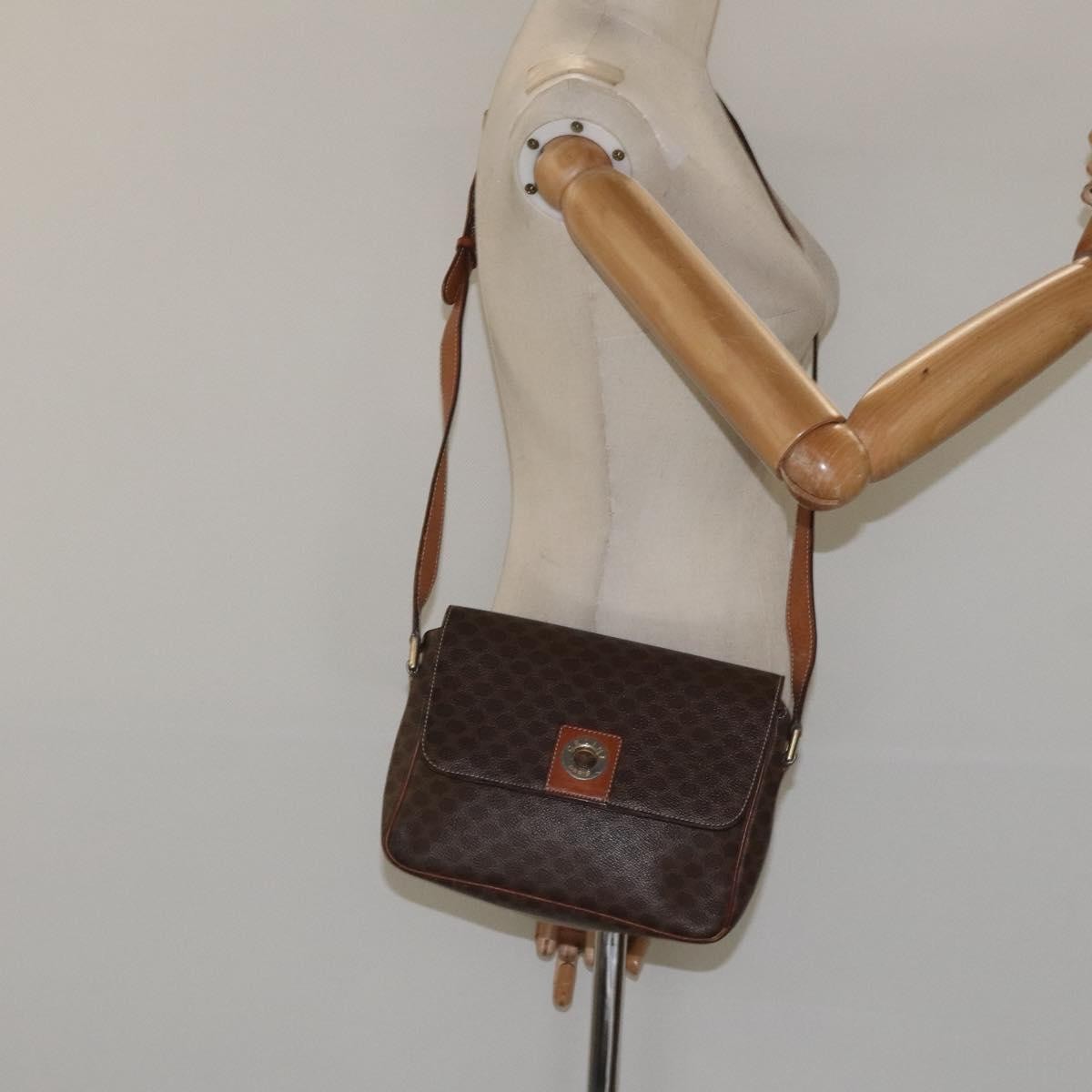 Celine Macadam Shoulder Bag Canvas, BROWN, CANVAS, Shoulder bag
