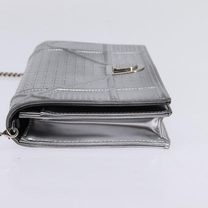 Christian Dior Diorama Wallet on Chain Metallic Distressed Calfskin, SILVER, LEATHER, Wallets