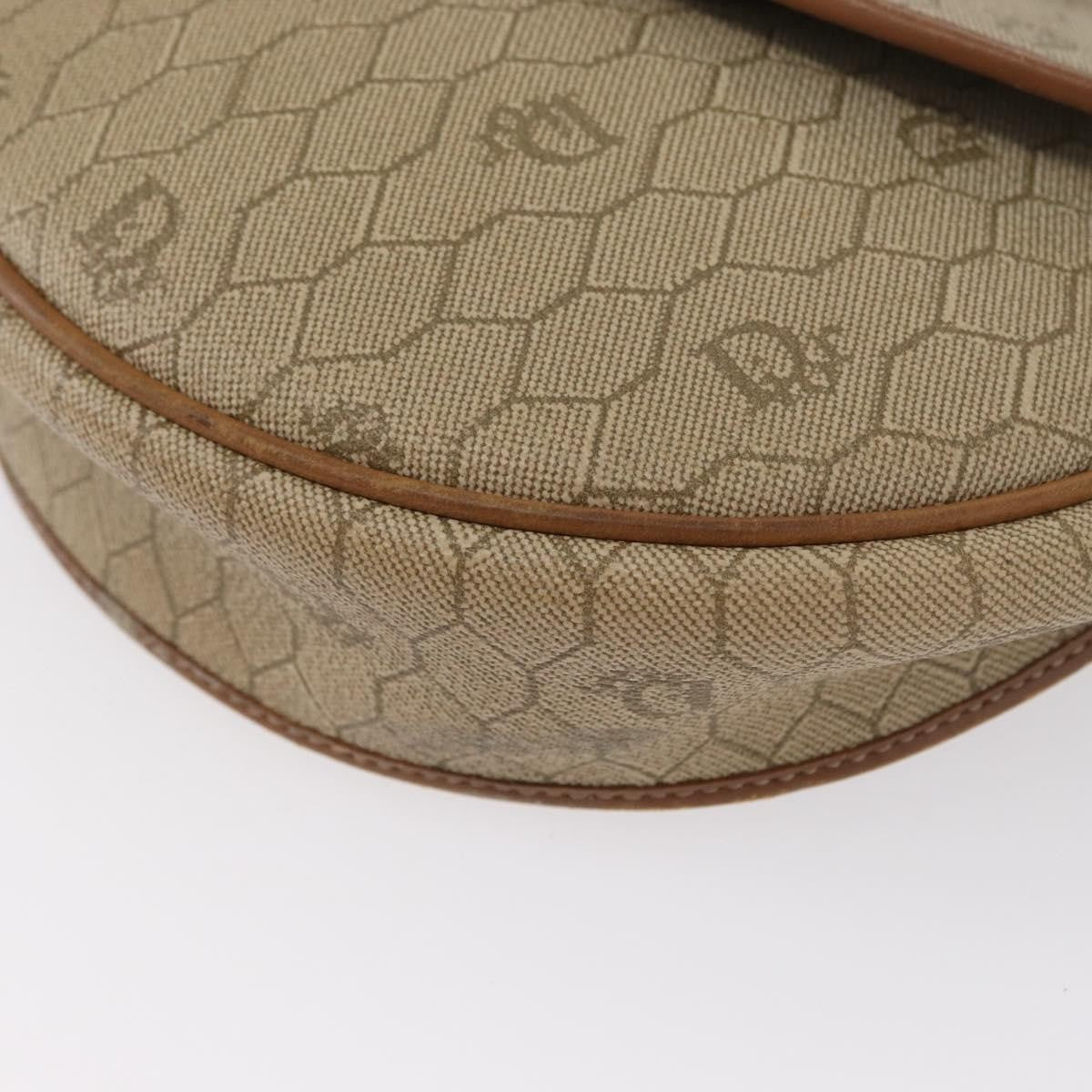 Christian Dior Vintage Honeycomb Flap Crossbody Bag Canvas and Leather, BEIGE, CANVAS, Shoulder bag