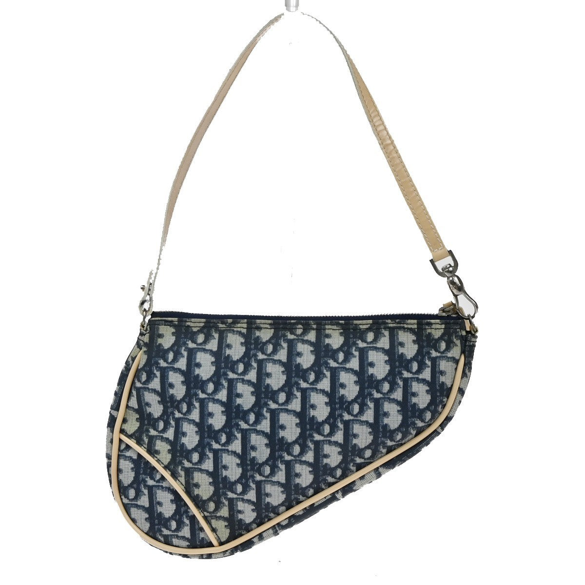 Christian Dior Vintage Saddle Bag Diorissimo Coated Canvas, BLUE, PVC, Shoulder bag