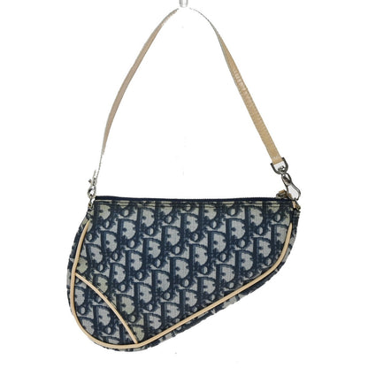 Christian Dior Vintage Saddle Bag Diorissimo Coated Canvas, BLUE, PVC, Shoulder bag