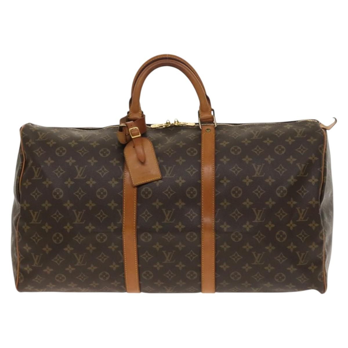 Louis Vuitton Keepall Bag Monogram Canvas, BROWN, CANVAS, Travel bag