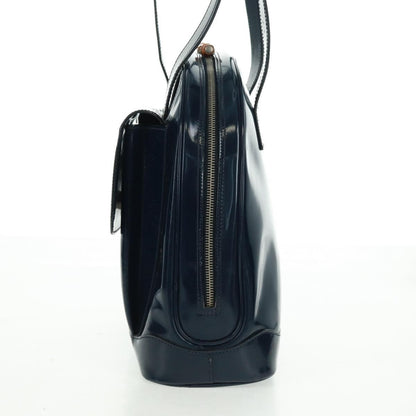 Gucci Vintage Bamboo Shoulder Bag Leather, NAVY, LEATHER, Shoulder bag