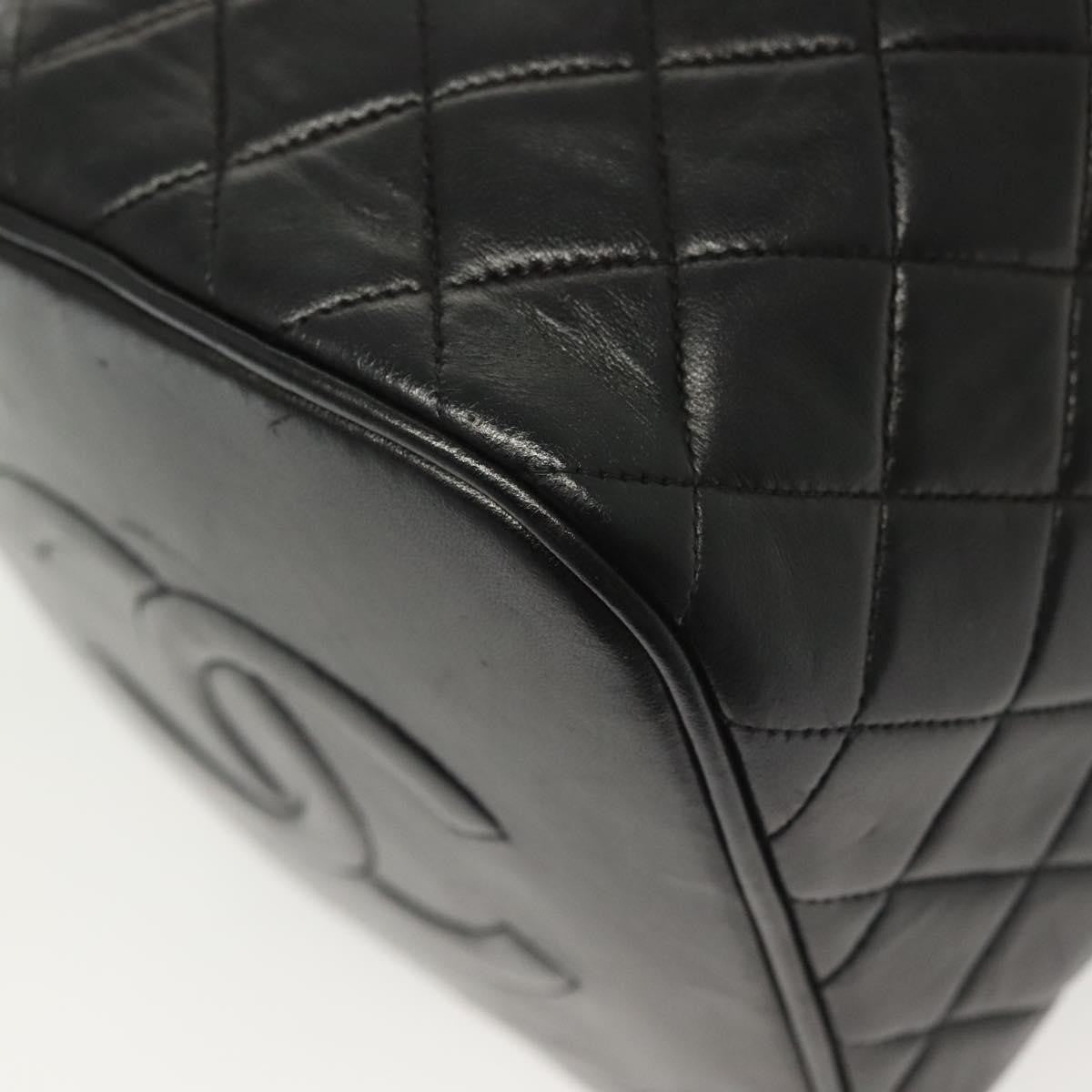 Chanel Vintage Cosmetic Case Quilted Lambskin, BLACK, LEATHER, Clutche & pouche