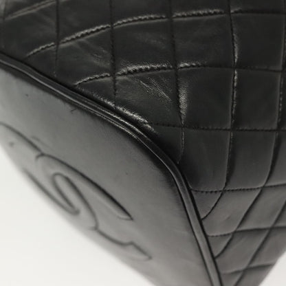 Chanel Vintage Cosmetic Case Quilted Lambskin, BLACK, LEATHER, Clutche & pouche