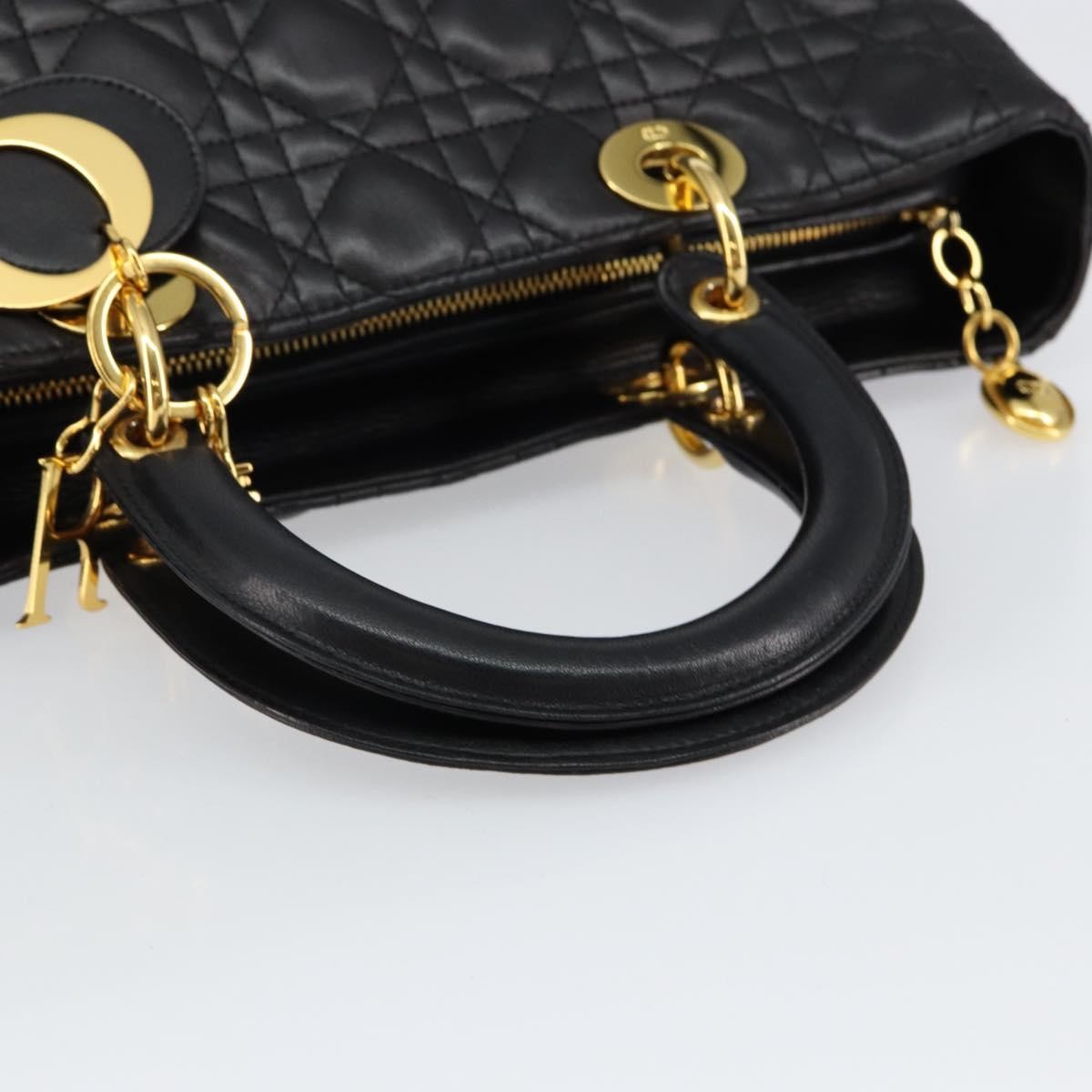 Christian Dior Vintage Lady Dior Bag Cannage Quilt Lambskin, BLACK, LEATHER, Handbag