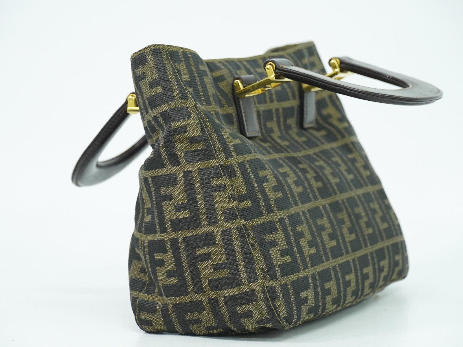 Fendi Vintage Zucca Handbag Zucca, BROWN, CANVAS, Handbag