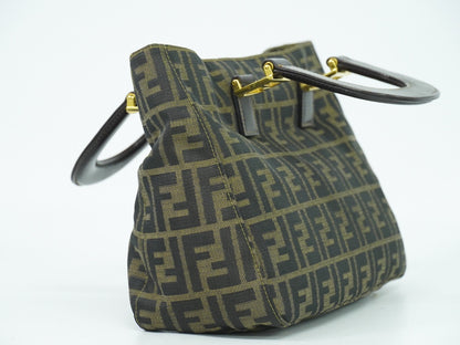 Fendi Vintage Zucca Handbag Zucca, BROWN, CANVAS, Handbag