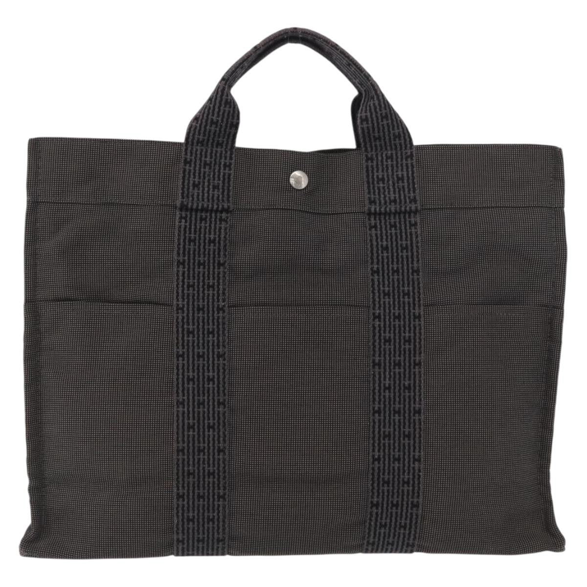 Hermes Fourre-tout Herline Canvas, GRAY, CANVAS, Tote bag