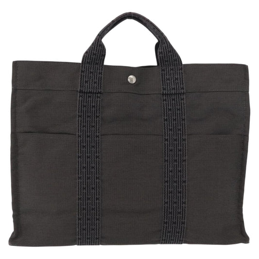 Hermes Fourre-tout Herline Canvas, GRAY, CANVAS, Tote bag