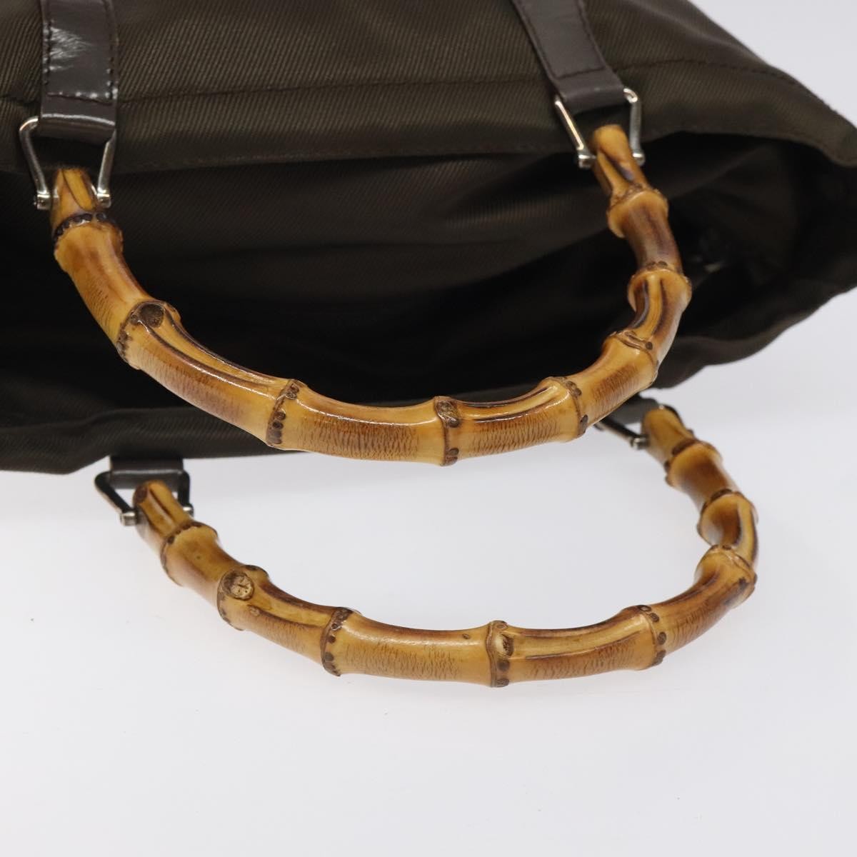 Gucci Vintage Bamboo Handle Tote Nylon, BROWN, NYLON, Tote bag
