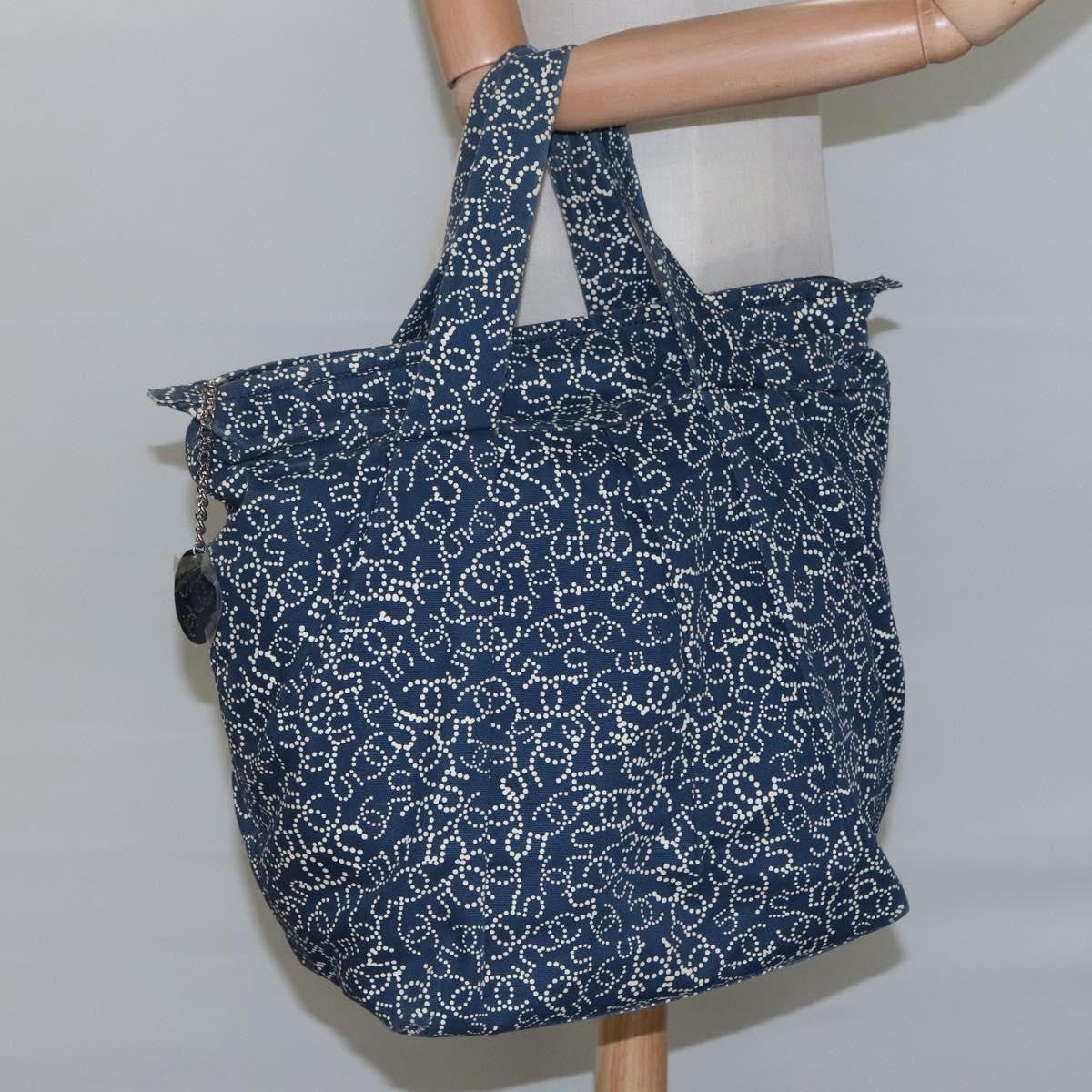 Chanel Vintage Bowler Bag Printed Canvas, NAVY, CANVAS, Handbag