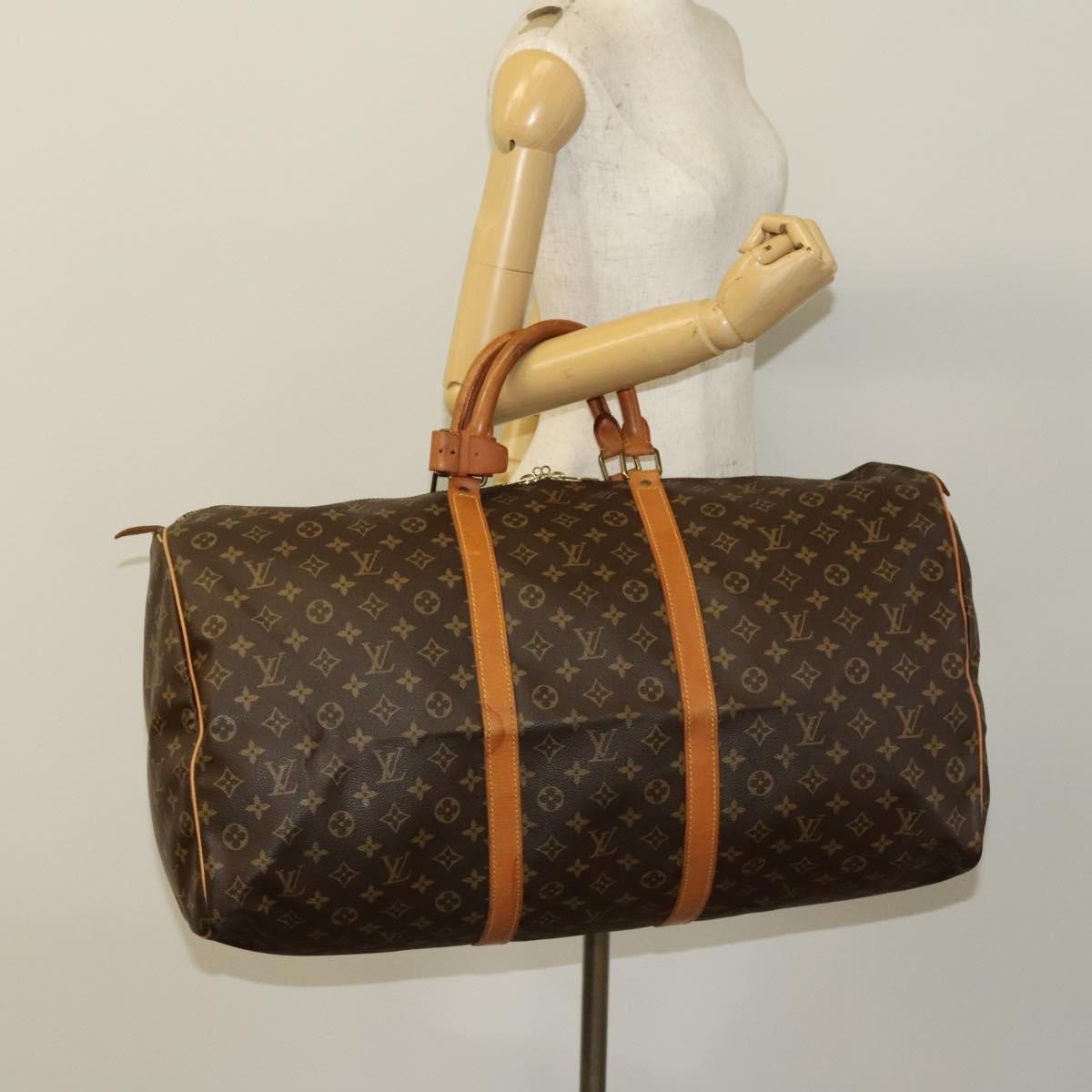 Louis Vuitton Keepall Bag Monogram Canvas, BROWN, CANVAS, Travel bag