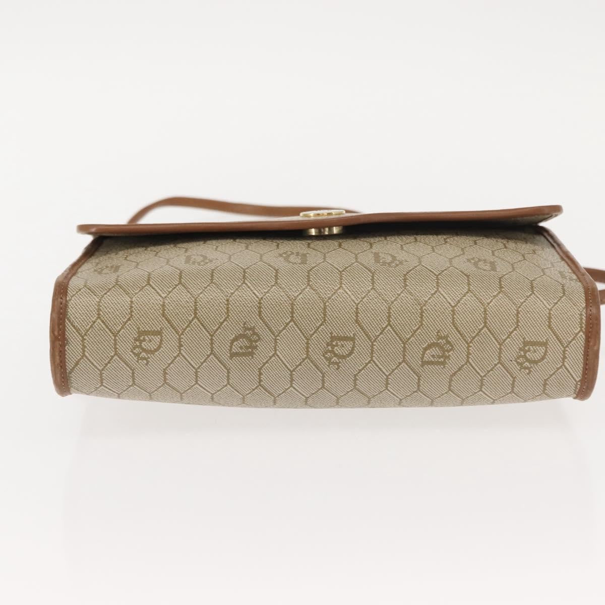 Christian Dior Vintage Honeycomb Flap Crossbody Bag Canvas and Leather, BEIGE, CANVAS, Shoulder bag