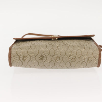 Christian Dior Vintage Honeycomb Flap Crossbody Bag Canvas and Leather, BEIGE, CANVAS, Shoulder bag