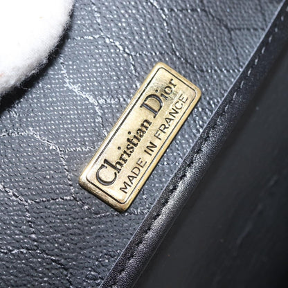 Christian Dior Vintage Honeycomb Flap Crossbody Bag Coated Canvas, BLACK, CANVAS, Shoulder bag