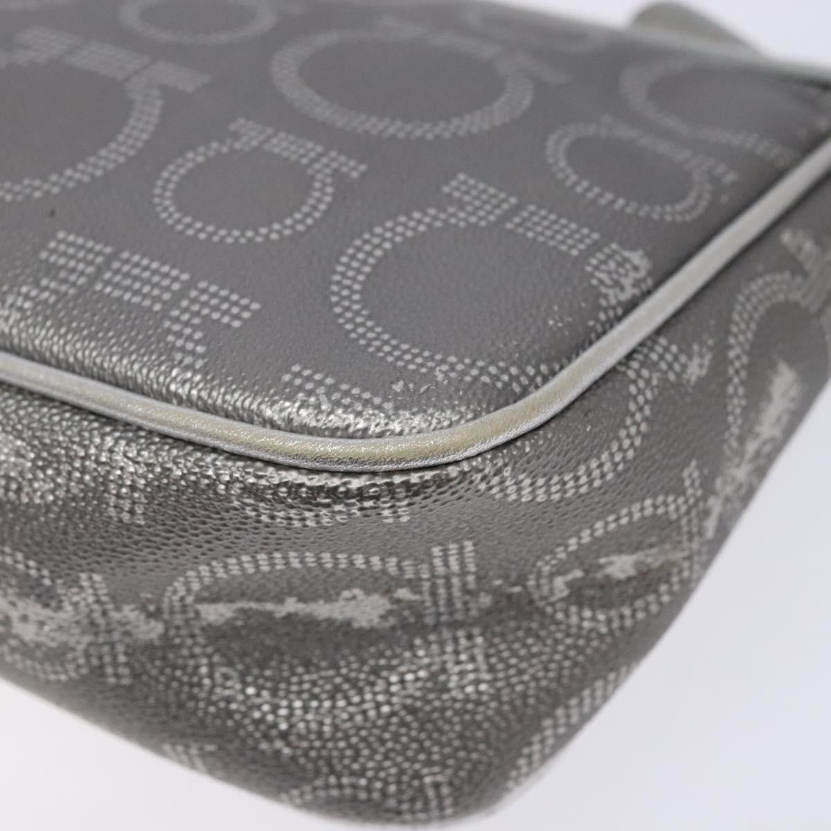 Salvatore Ferragamo Gancini Shoulder Bag Leather, SILVER, LEATHER, Shoulder bag