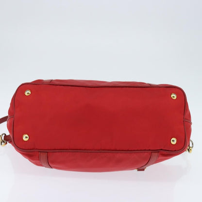 Prada Convertible Logo Tote Tessuto and Leather, RED, NYLON, Tote bag