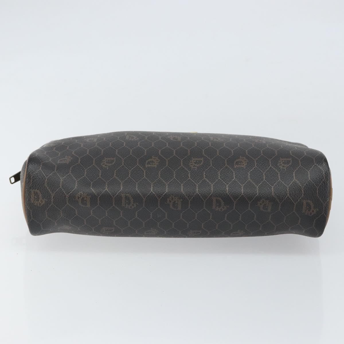 Christian Dior Vintage Honeycomb Zip Pouch Canvas and Leather, BLACK, CANVAS, Clutche & pouche