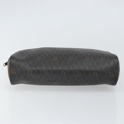 Christian Dior Vintage Honeycomb Zip Pouch Canvas and Leather, BLACK, CANVAS, Clutche & pouche