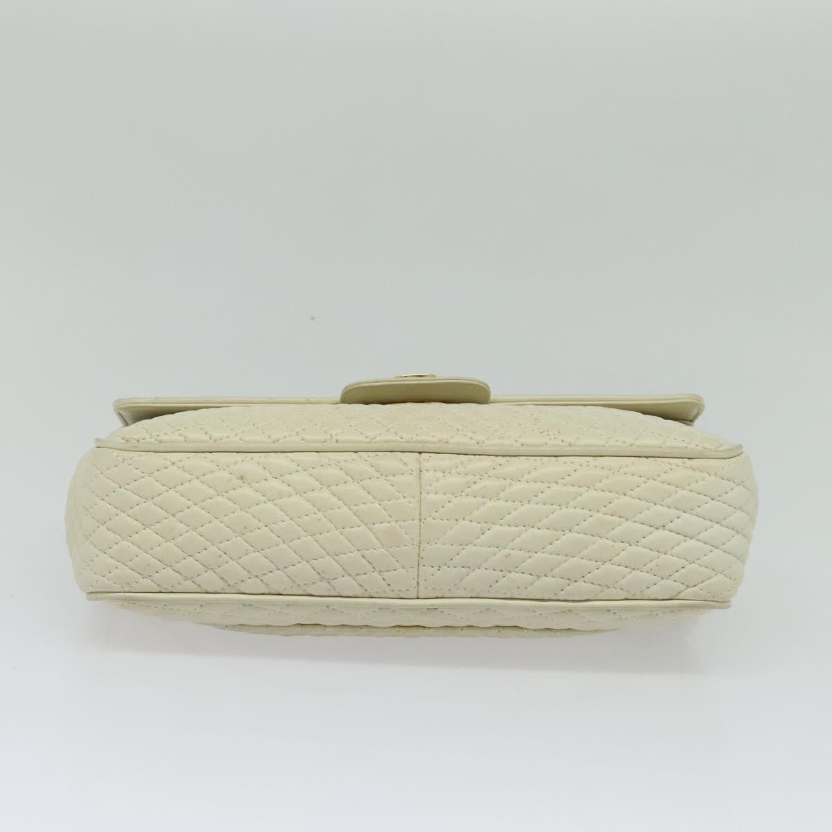Bally Vintage Chain Shoulder Bag Quilted Leather, WHITE, LEATHER, Shoulder bag