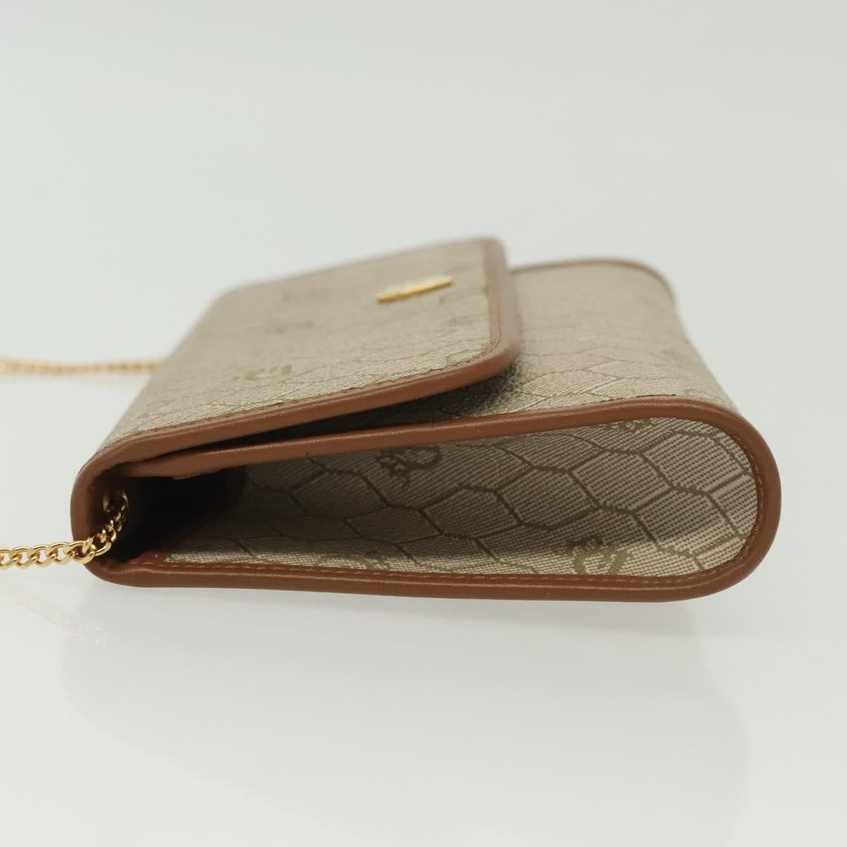 Christian Dior Vintage Honeycomb chain Canvas, BEIGE, CANVAS, Handbag