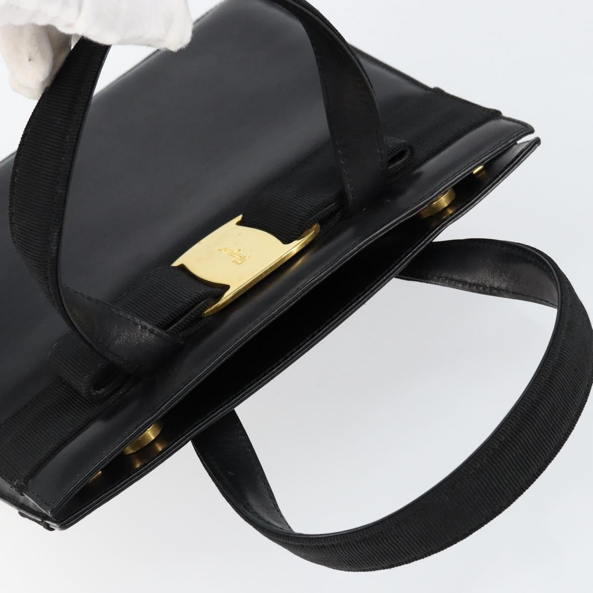 Salvatore Ferragamo Convertible Vara Bow Tote Leather, BLACK, LEATHER, Handbag