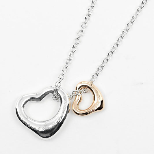 Tiffany & Co. Double Heart Pendant Necklace Sterling Silver and 18K Yellow Gold, SILVER, SILVER, Necklace