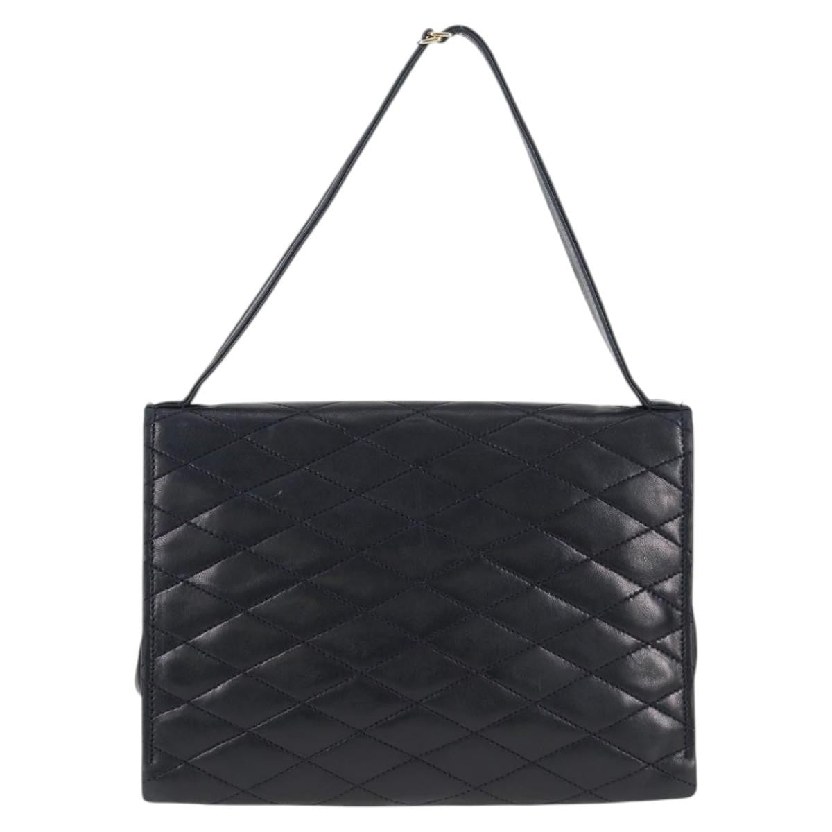 Chanel Vintage Envelope Flap Shoulder Bag Quilted Lambskin, BLACK, LACE, Shoulder bag