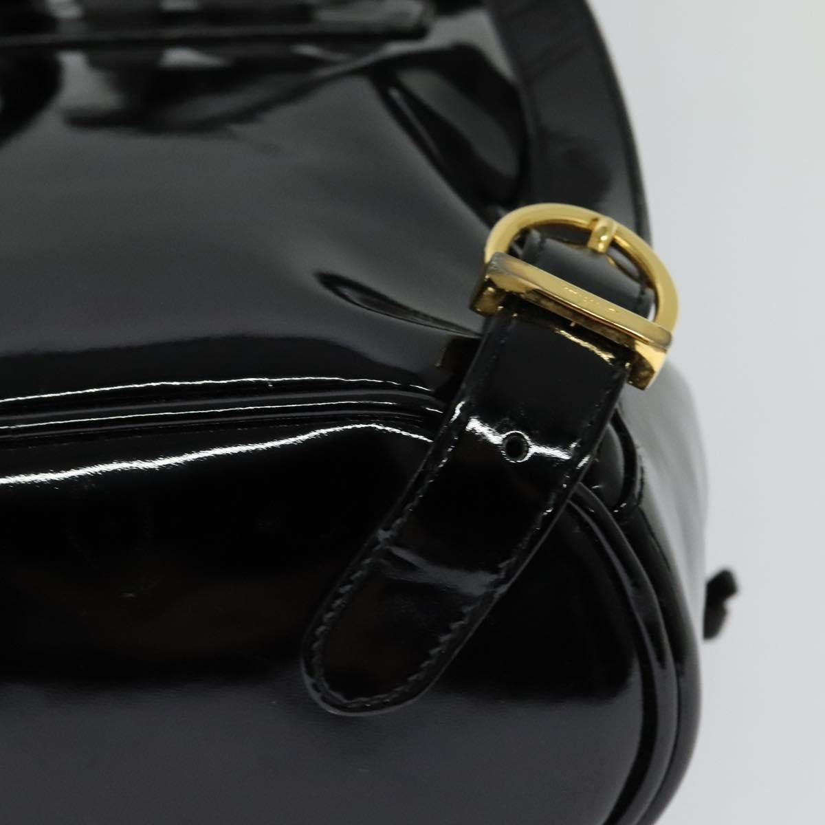 Salvatore Ferragamo Gancini Flap Drawstring Backpack Patent leather, BLACK, PATENT_LEATHER, Backpack
