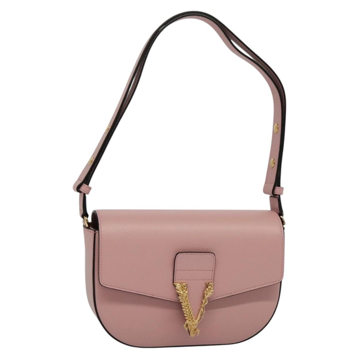 Versace Virtus Flap Messenger Bag Leather, PINK, LEATHER, Shoulder bag