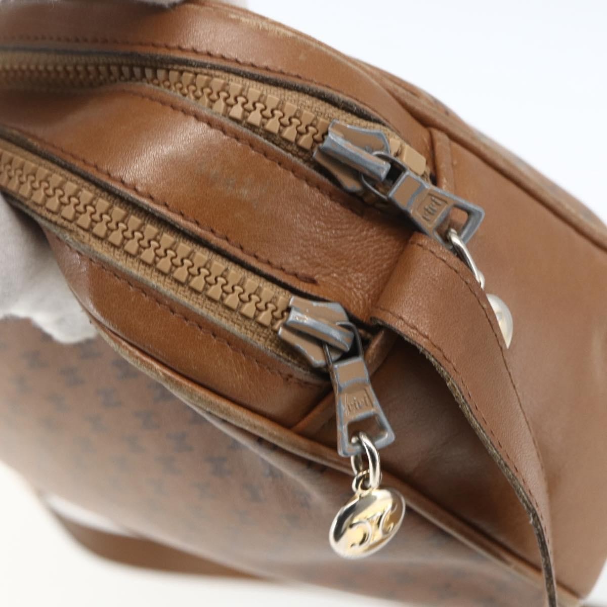 Celine Vintage Macadam Shoulder Bag Canvas and Leather, BROWN, CANVAS, Shoulder bag