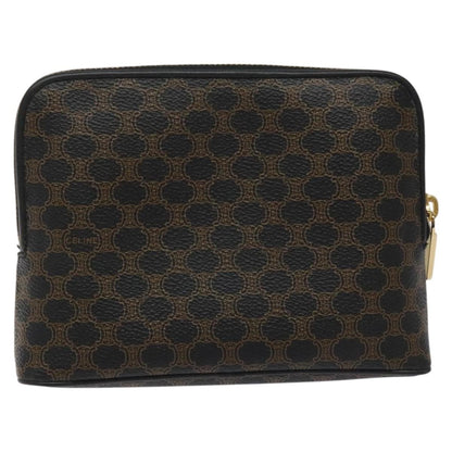 Celine Macadam Pochette Canvas and Leather, Black, Canvas, Clutch