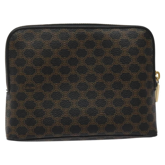 Celine Macadam Pochette Canvas and Leather, Black, Canvas, Clutch